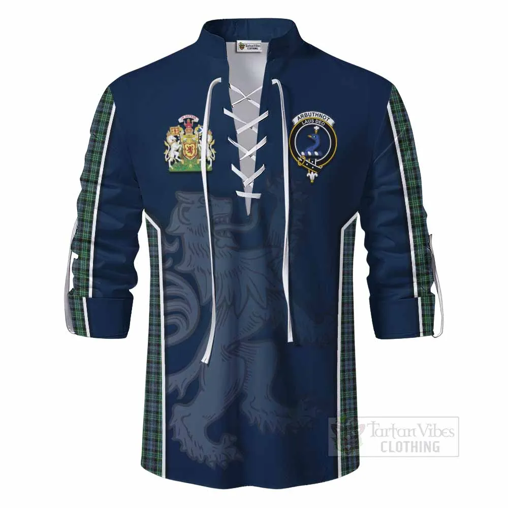 Arbuthnot Tartan Ghillie Kilt Shirt with Family Crest and Lion Rampant Vibes Sport Style