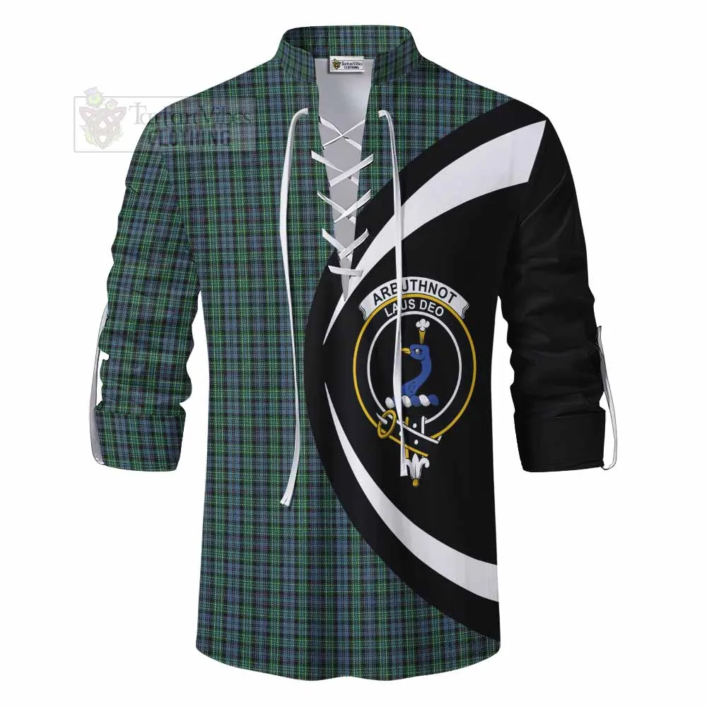 Arbuthnot Tartan Ghillie Kilt Shirt with Family Crest Circle Style