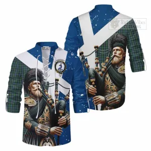 Arbuthnot Tartan Ghillie Kilt Shirt with Family Crest Scottish Bagpiper Vibes