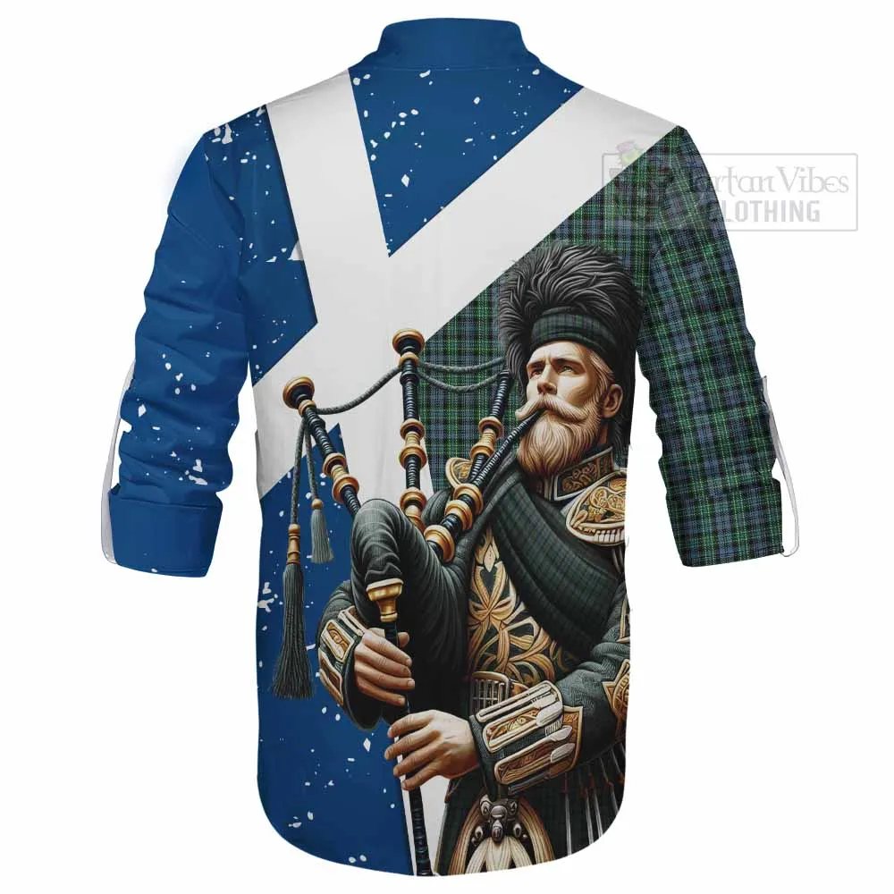 Arbuthnot Tartan Ghillie Kilt Shirt with Family Crest Scottish Bagpiper Vibes