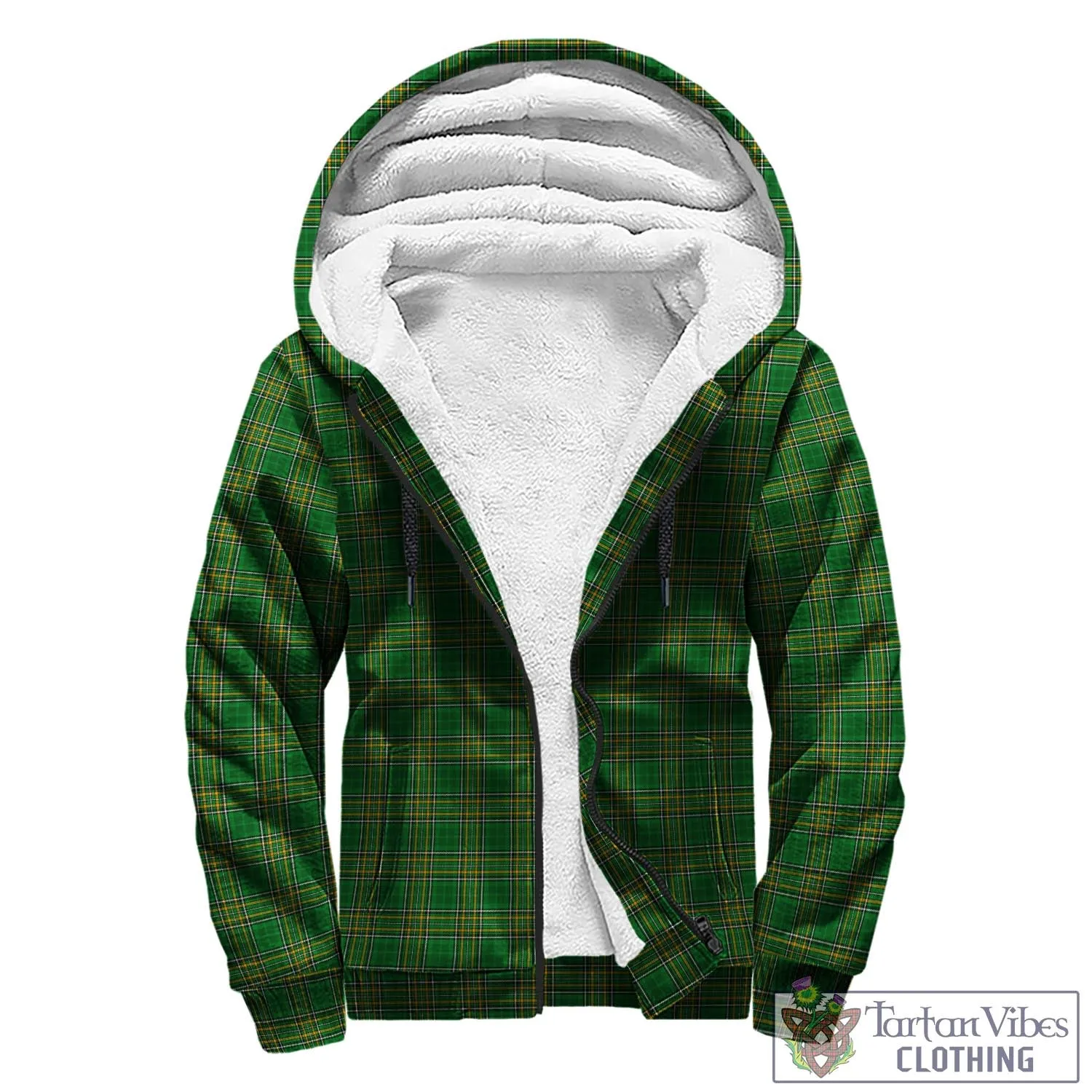 Armory Irish Clan Tartan Sherpa Hoodie with Coat of Arms