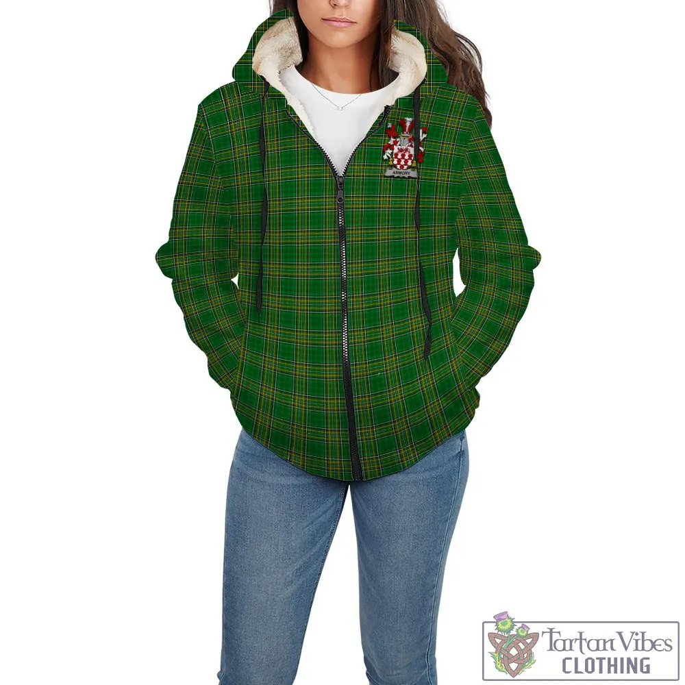 Armory Irish Clan Tartan Sherpa Hoodie with Coat of Arms