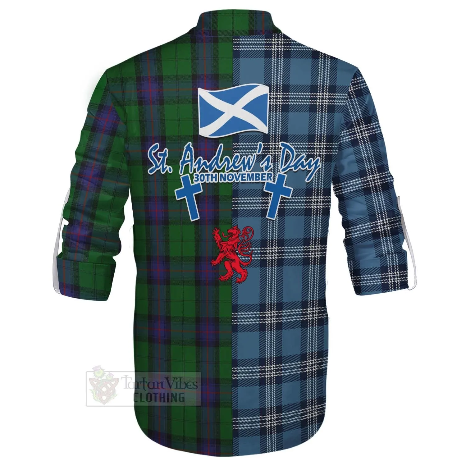 Armstrong Tartan Ghillie Kilt Shirt Happy St. Andrew's Day Half Tartan Style