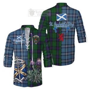 Armstrong Tartan Ghillie Kilt Shirt Happy St. Andrew's Day Half Tartan Style