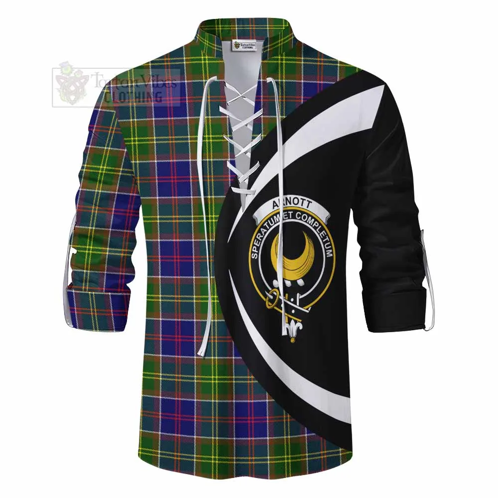 Arnott Tartan Ghillie Kilt Shirt with Family Crest Circle Style