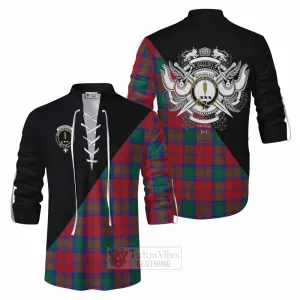 Auchinleck (Affleck) Tartan Ghillie Kilt Shirt with Family Crest and Military Logo Style