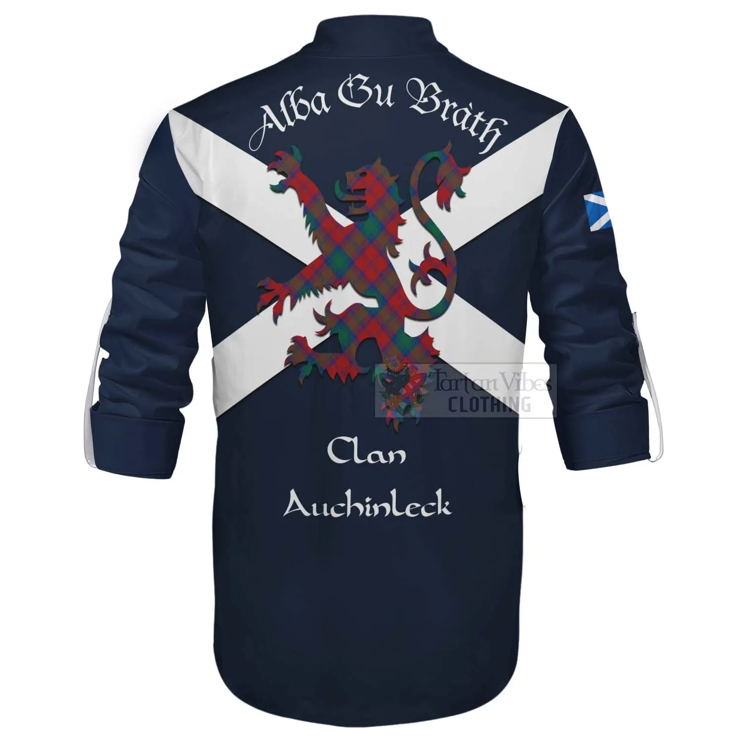 Auchinleck (Affleck) Tartan Lion Rampant Ghillie Kilt Shirt Proudly Display Your Heritage with Alba Gu Brath and Clan Name