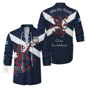 Auchinleck (Affleck) Tartan Lion Rampant Ghillie Kilt Shirt Proudly Display Your Heritage with Alba Gu Brath and Clan Name