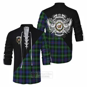 Baillie (Bailey) Tartan Ghillie Kilt Shirt with Family Crest and Military Logo Style