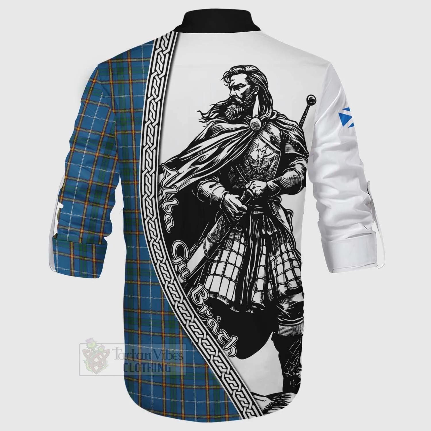 Bain Tartan Clan Crest Ghillie Kilt Shirt with Highlander Warrior Celtic Style
