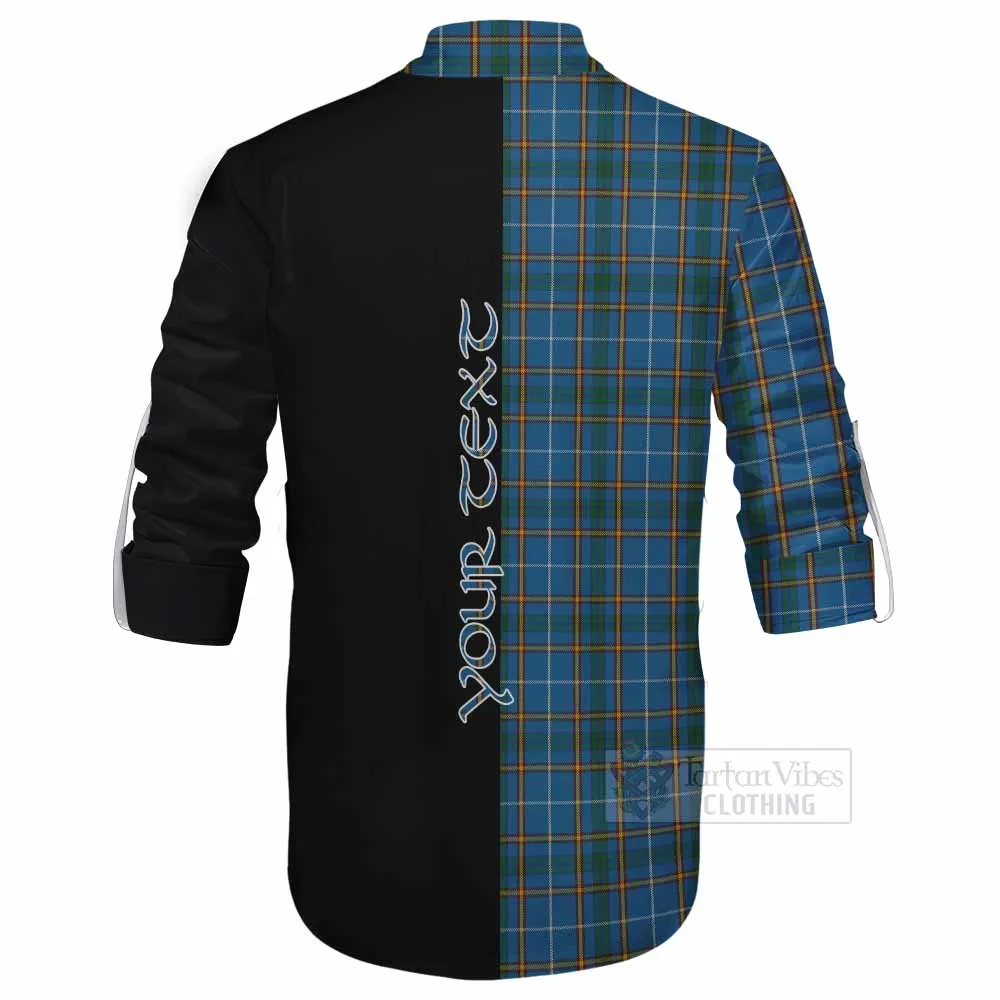 Bain Tartan Ghillie Kilt Shirt with Family Crest and Half Of Me Style