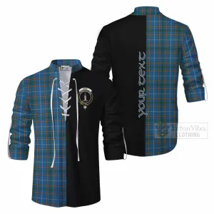 Bain Tartan Ghillie Kilt Shirt with Family Crest and Half Of Me Style