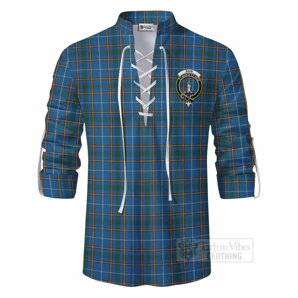 Bain Tartan Ghillie Kilt Shirt with Family Crest DNA In Me Style