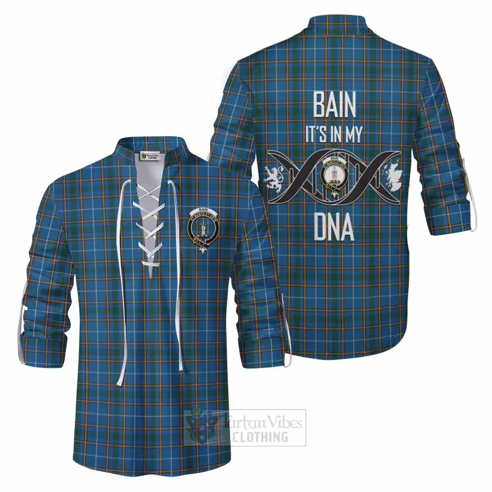 Bain Tartan Ghillie Kilt Shirt with Family Crest DNA In Me Style