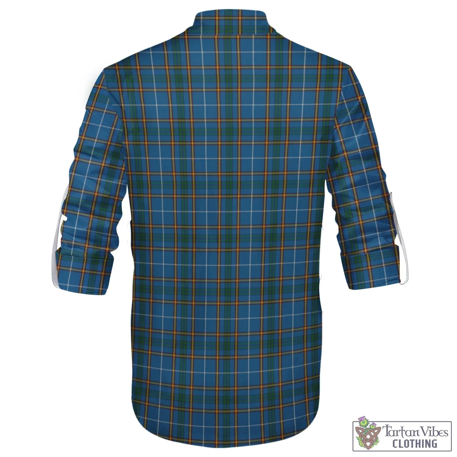 Bain Tartan Men's Scottish Traditional Jacobite Ghillie Kilt Shirt with Family Crest