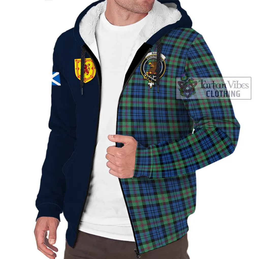 Baird Ancient Tartan Sherpa Hoodie Alba with Scottish Lion Royal Arm Half Style