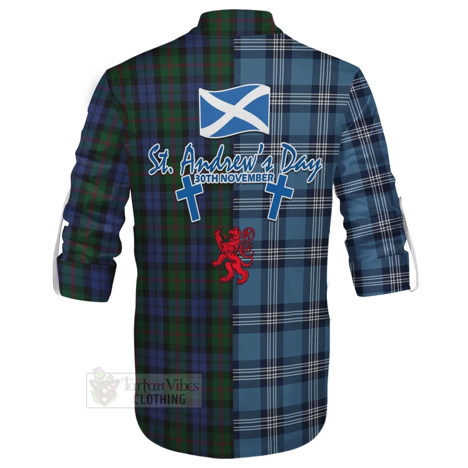 Baird Tartan Ghillie Kilt Shirt Happy St. Andrew's Day Half Tartan Style