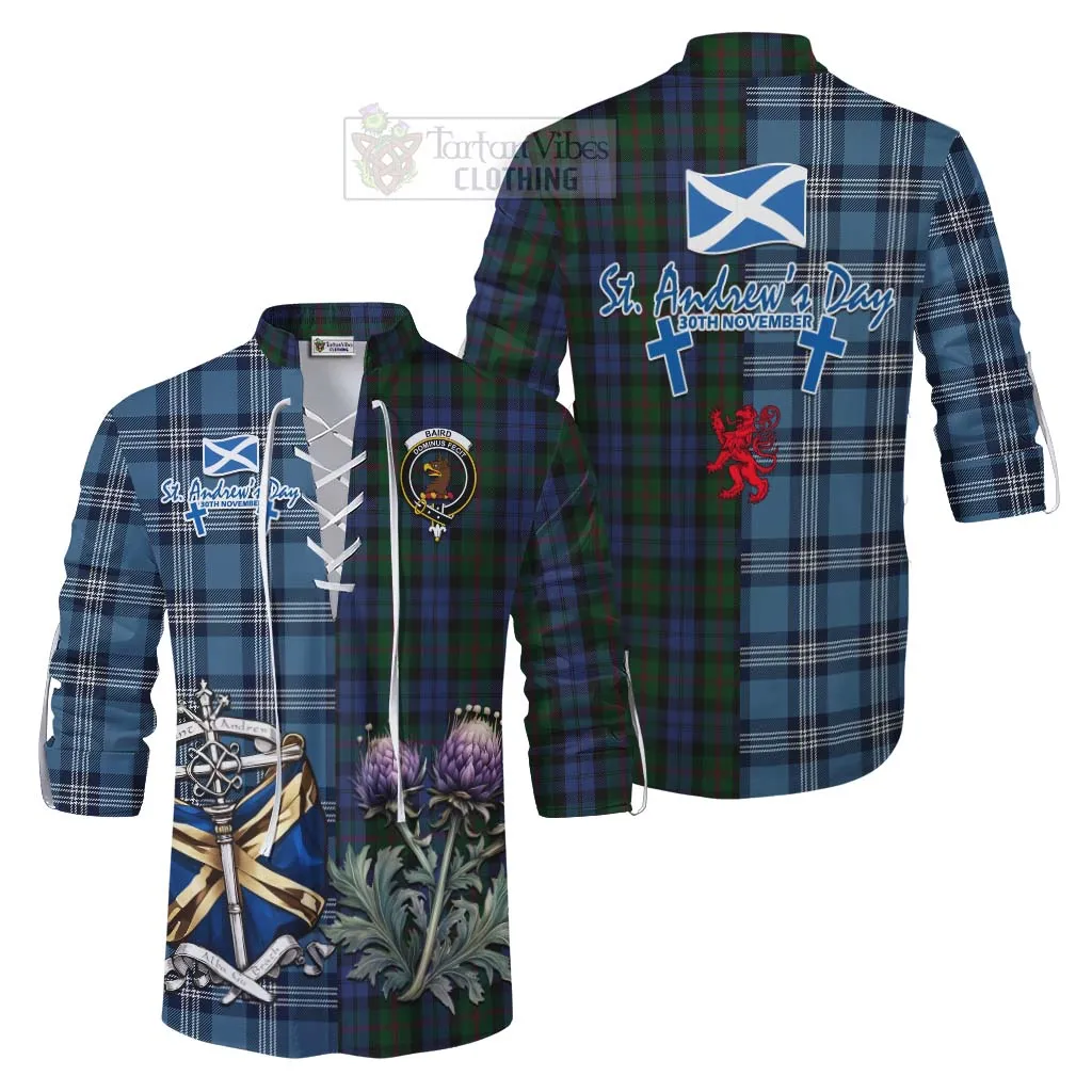 Baird Tartan Ghillie Kilt Shirt Happy St. Andrew's Day Half Tartan Style