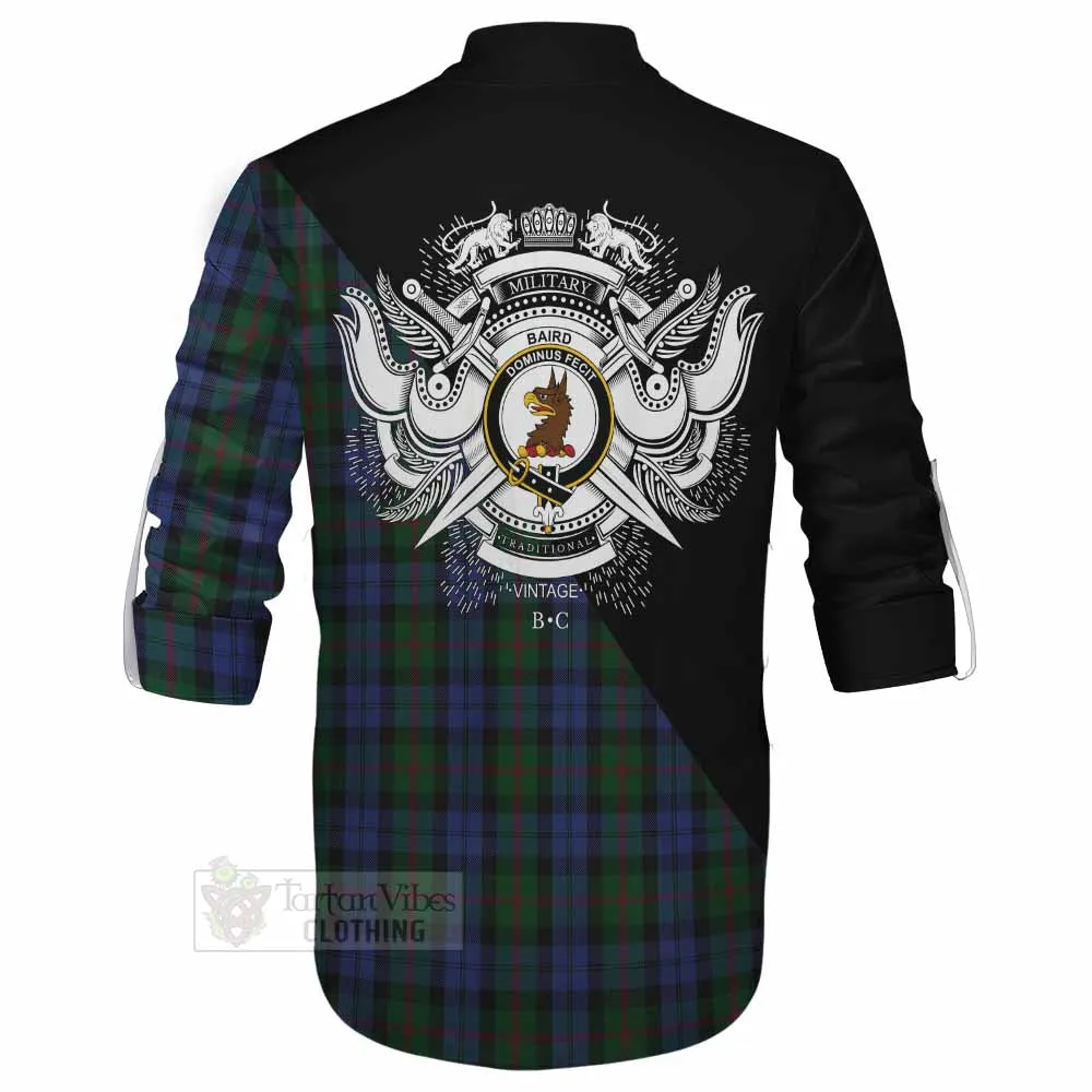 Baird Tartan Ghillie Kilt Shirt with Family Crest and Military Logo Style