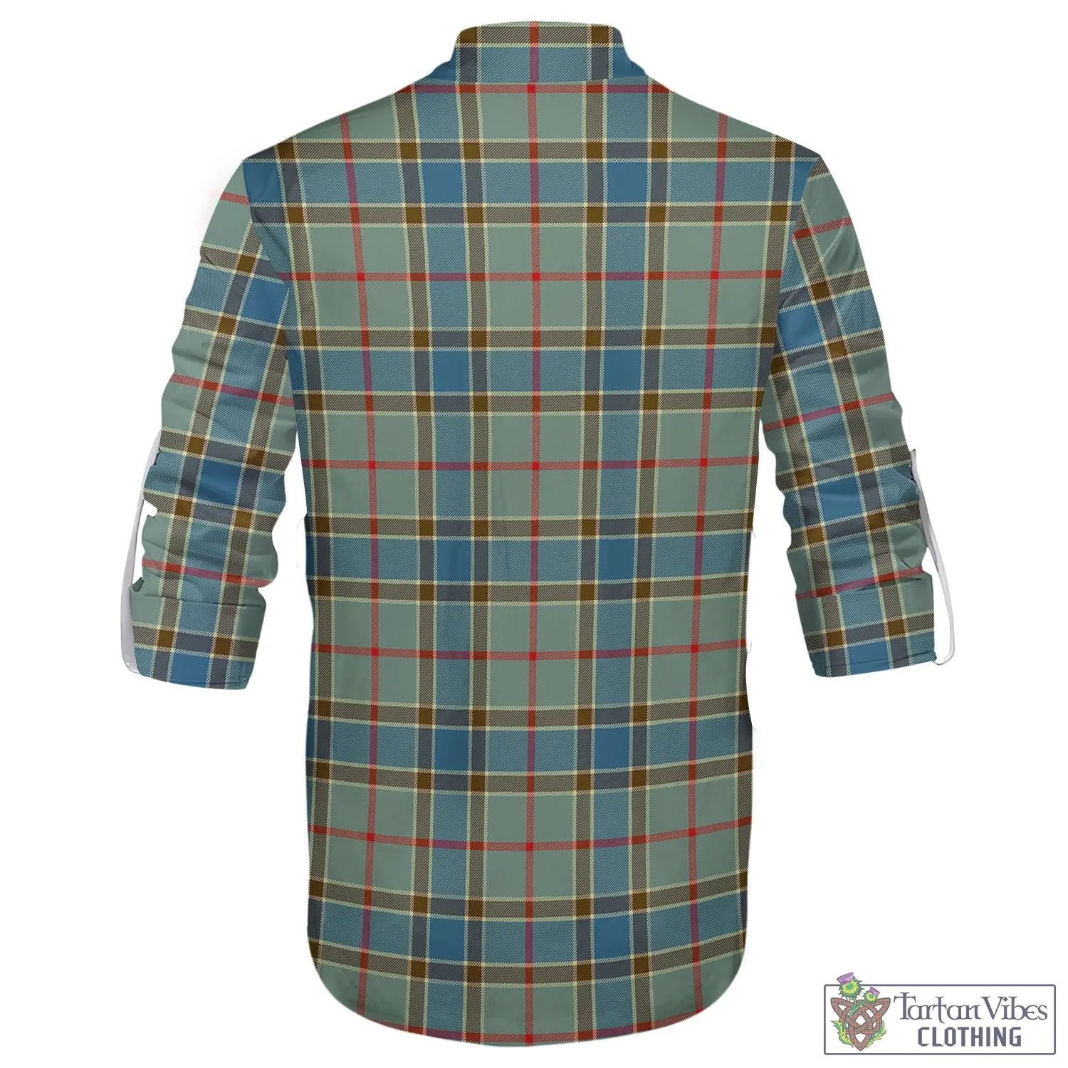 Balfour Blue Tartan Men's Scottish Traditional Jacobite Ghillie Kilt Shirt with Family Crest