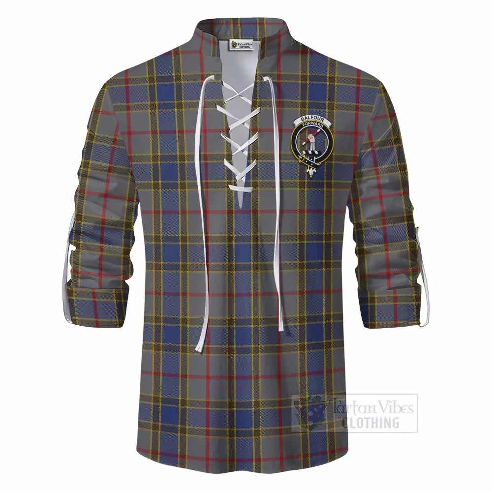 Balfour Tartan Ghillie Kilt Shirt with Family Crest DNA In Me Style