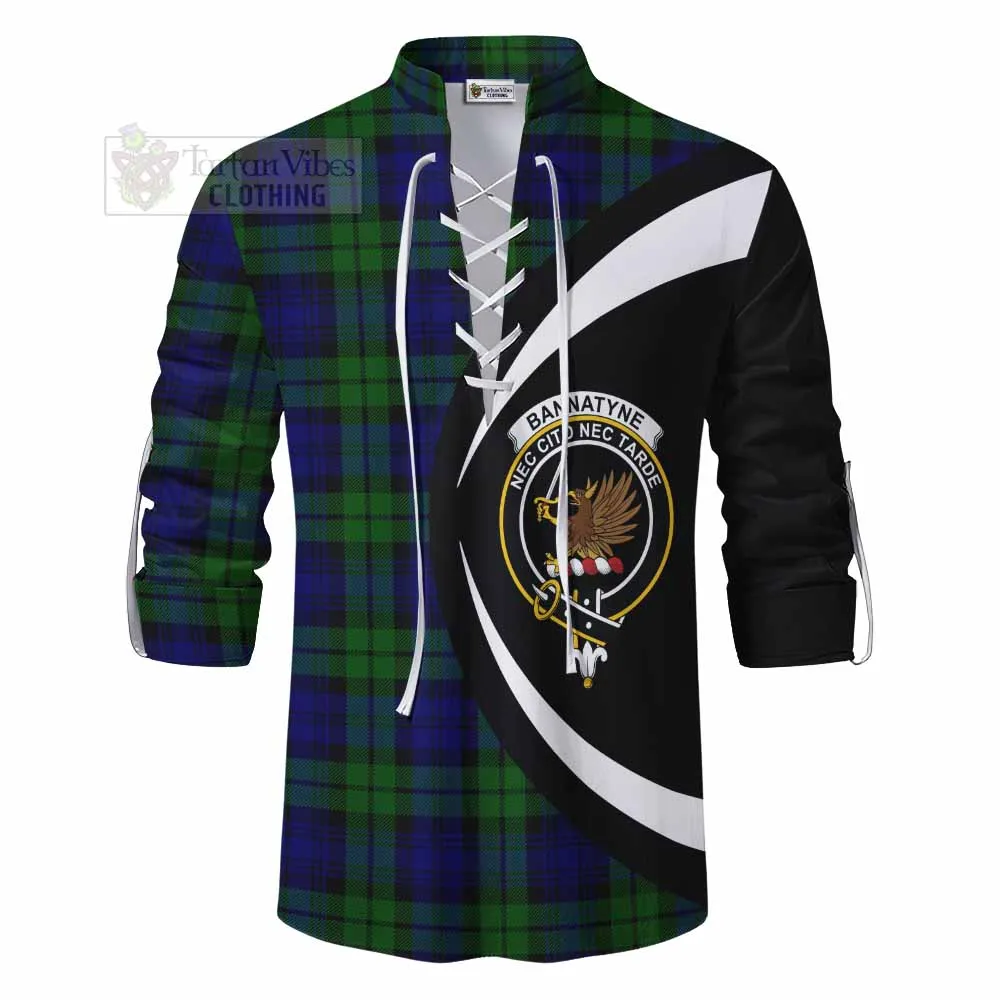 Bannatyne Tartan Ghillie Kilt Shirt with Family Crest Circle Style