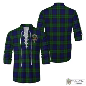 Bannatyne Tartan Men's Scottish Traditional Jacobite Ghillie Kilt Shirt with Family Crest