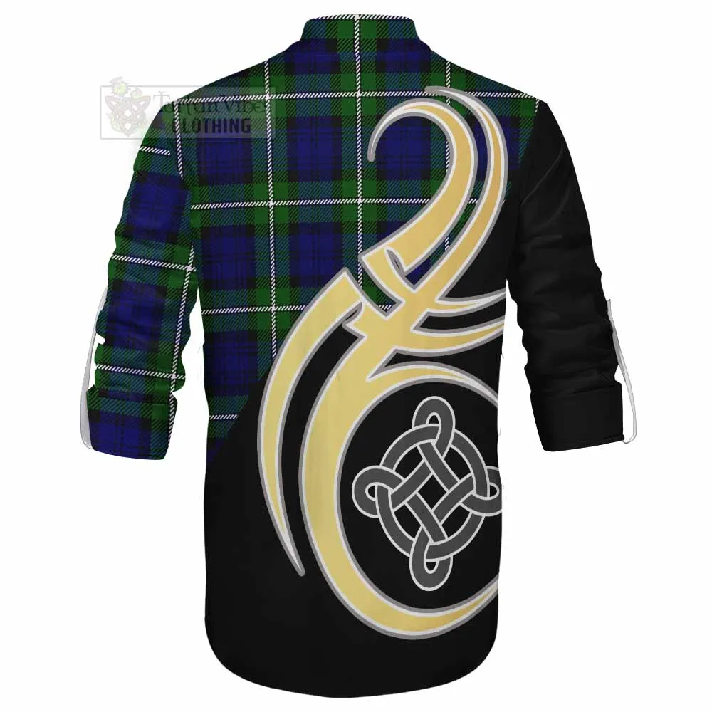 Bannerman Tartan Ghillie Kilt Shirt with Family Crest and Celtic Symbol Style
