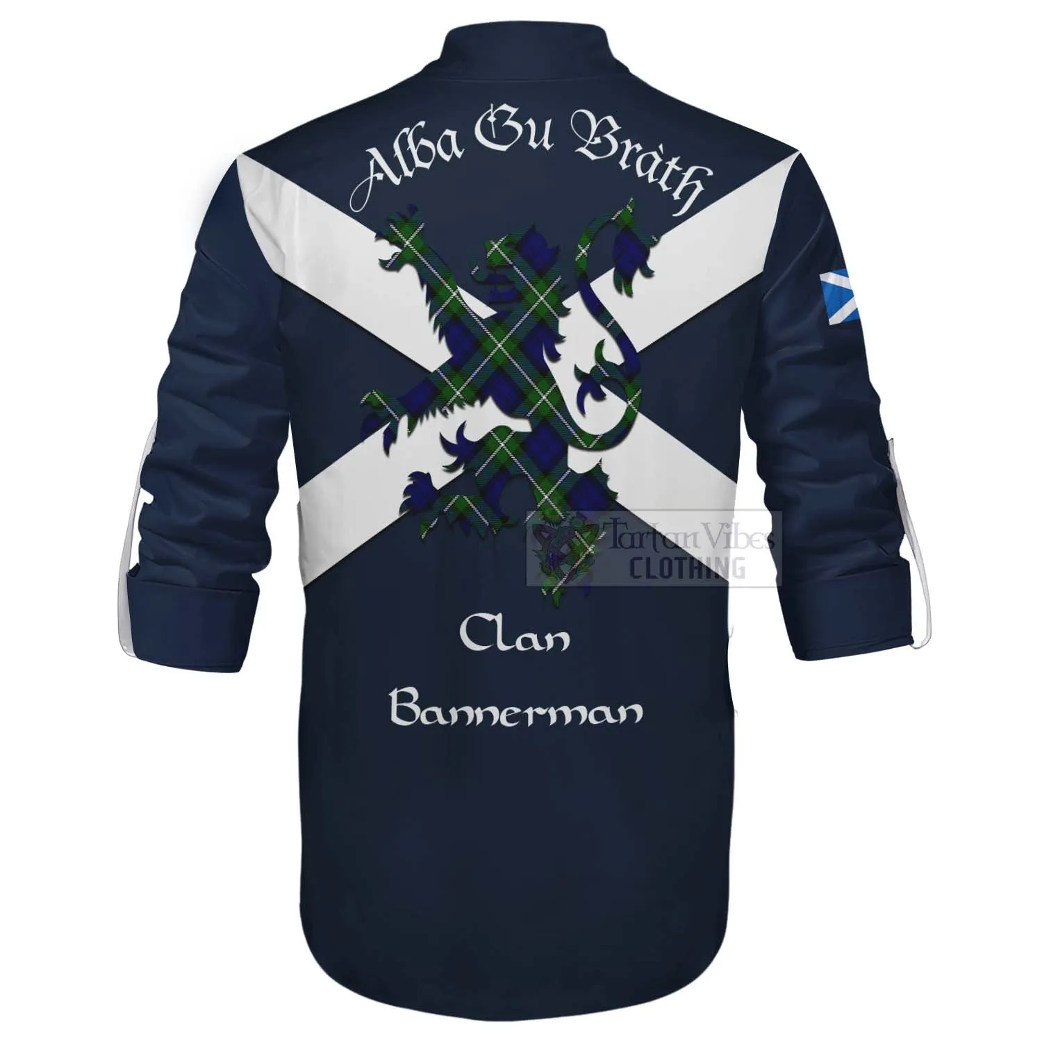 Bannerman Tartan Lion Rampant Ghillie Kilt Shirt Proudly Display Your Heritage with Alba Gu Brath and Clan Name