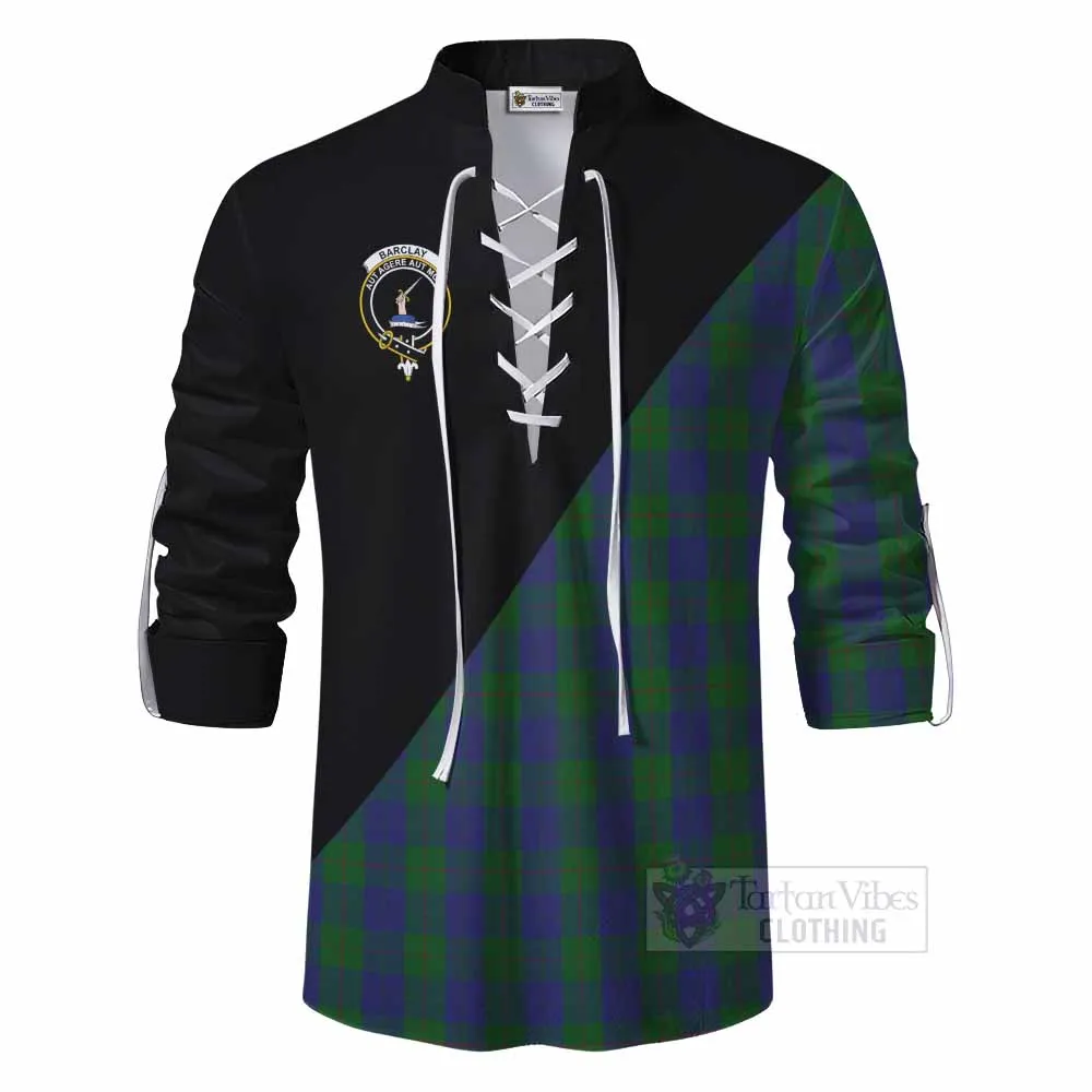 Barclay Tartan Ghillie Kilt Shirt with Family Crest and Military Logo Style