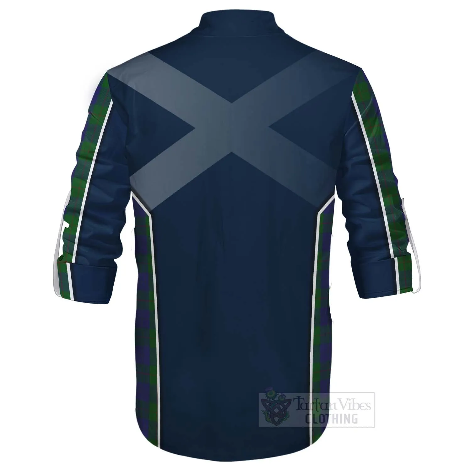 Barclay Tartan Ghillie Kilt Shirt with Family Crest and Scottish Thistle Vibes Sport Style