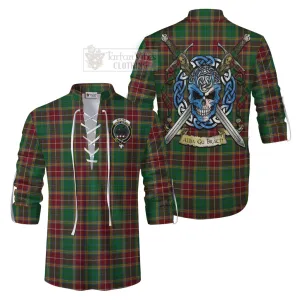 Baxter Tartan Ghillie Kilt Shirt with Family Crest Celtic Skull Style