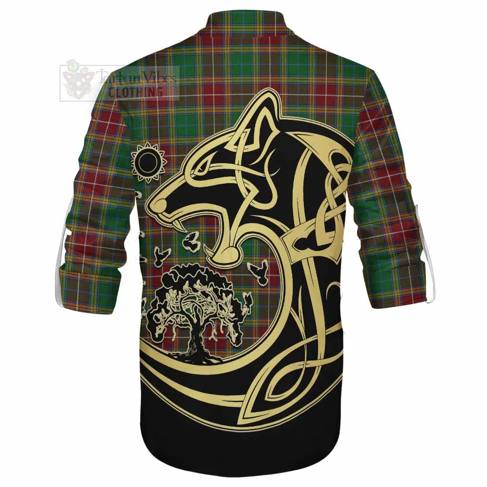 Baxter Tartan Ghillie Kilt Shirt with Family Crest Celtic Wolf Style