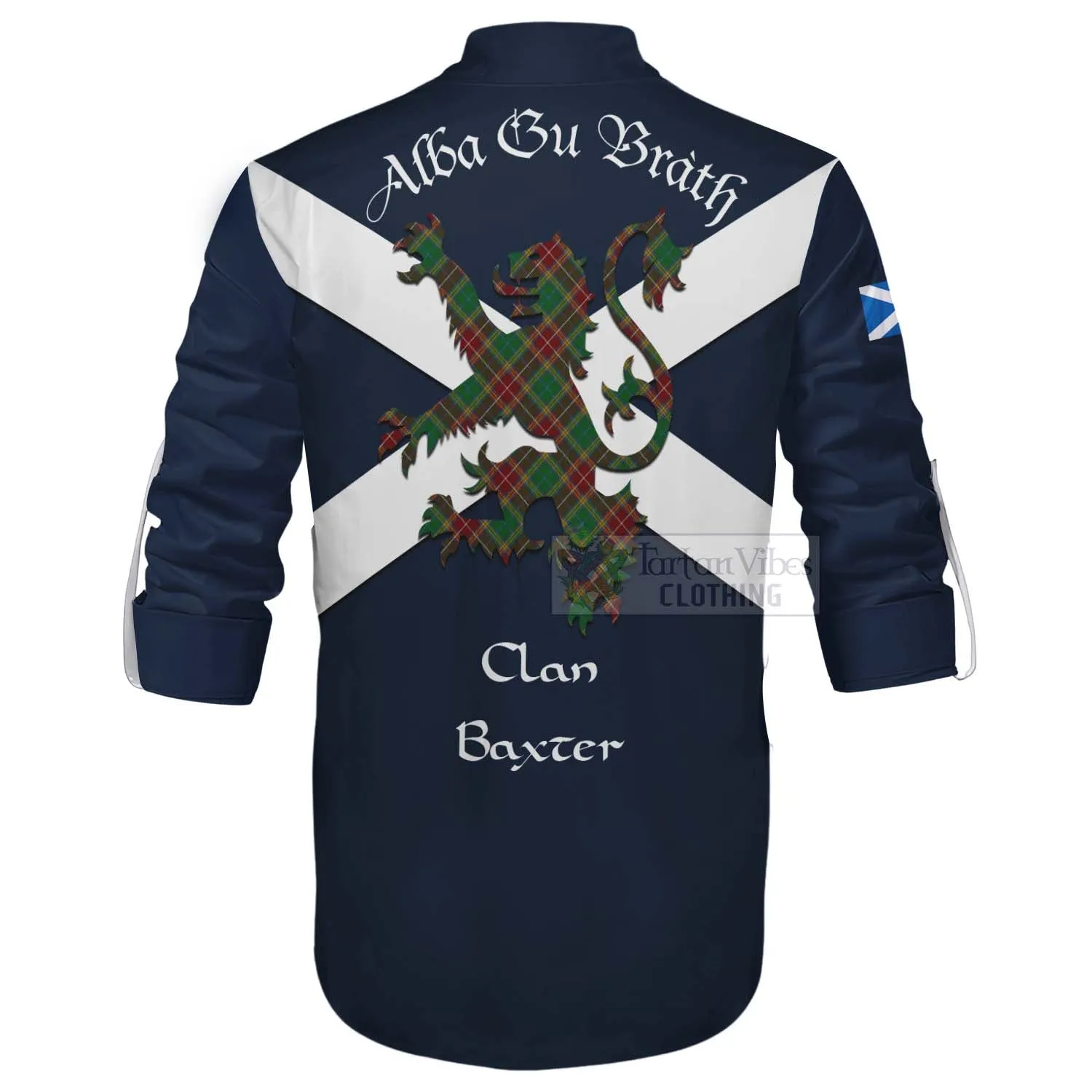 Baxter Tartan Lion Rampant Ghillie Kilt Shirt Proudly Display Your Heritage with Alba Gu Brath and Clan Name