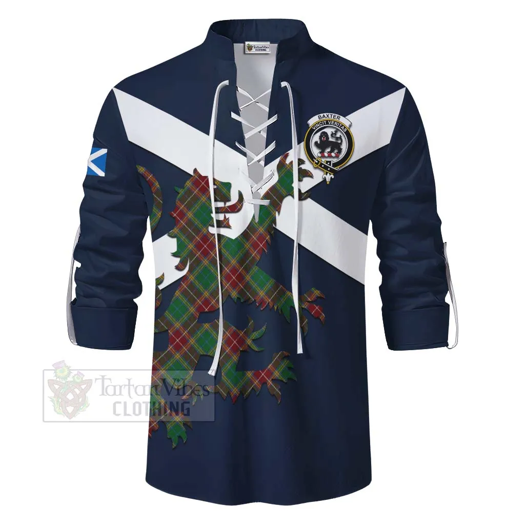 Baxter Tartan Lion Rampant Ghillie Kilt Shirt Proudly Display Your Heritage with Alba Gu Brath and Clan Name