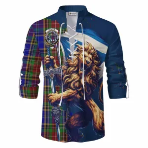 Beattie (Beatty) Tartan Family Crest Ghillie Kilt Shirt with Scottish Majestic Lion