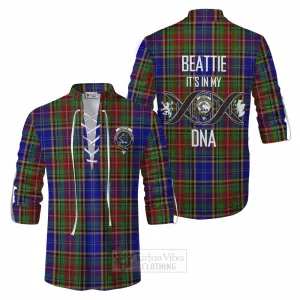 Beattie (Beatty) Tartan Ghillie Kilt Shirt with Family Crest DNA In Me Style
