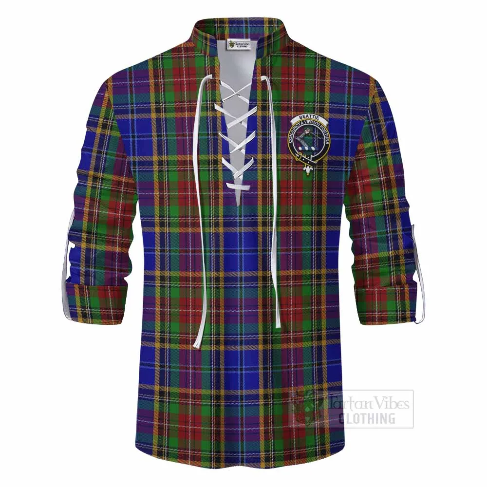 Beattie (Beatty) Tartan Ghillie Kilt Shirt with Family Crest DNA In Me Style
