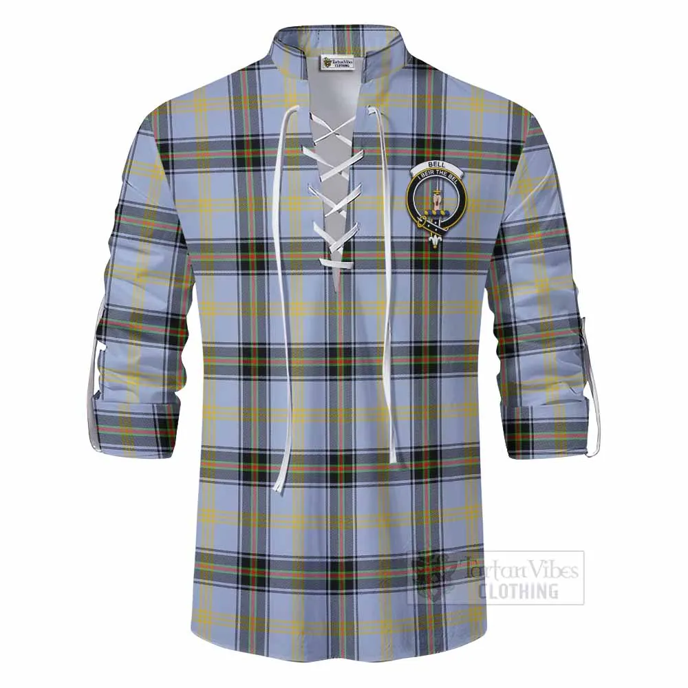 Bell Tartan Ghillie Kilt Shirt with Family Crest DNA In Me Style