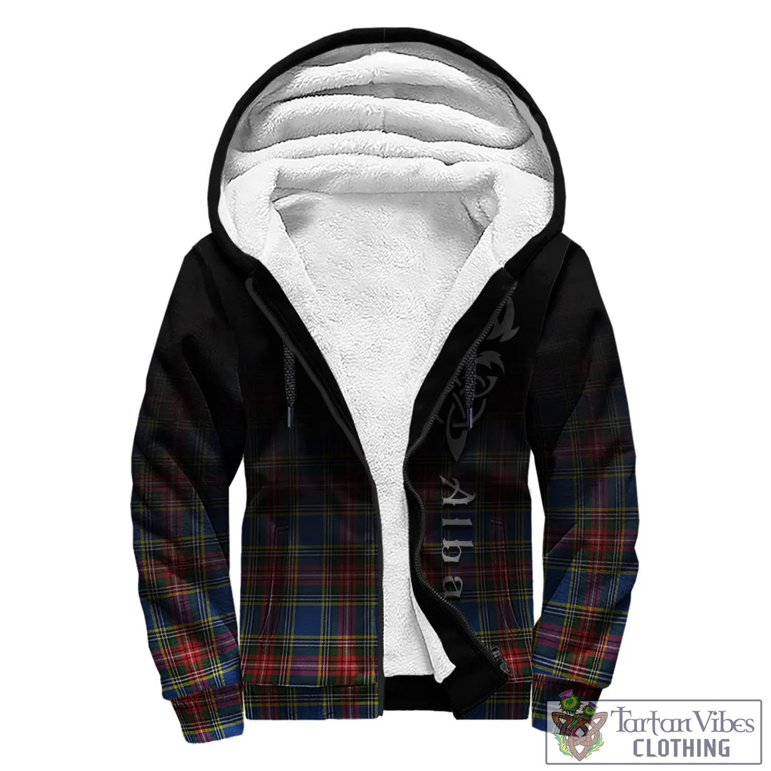 Bethune Tartan Sherpa Hoodie Featuring Alba Gu Brath Family Crest Celtic Inspired