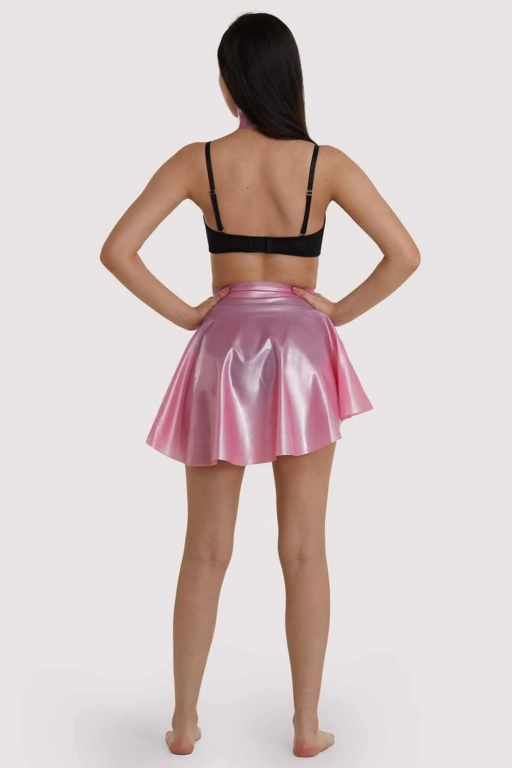 Bettie Page Pink Latex Flippy Skirt