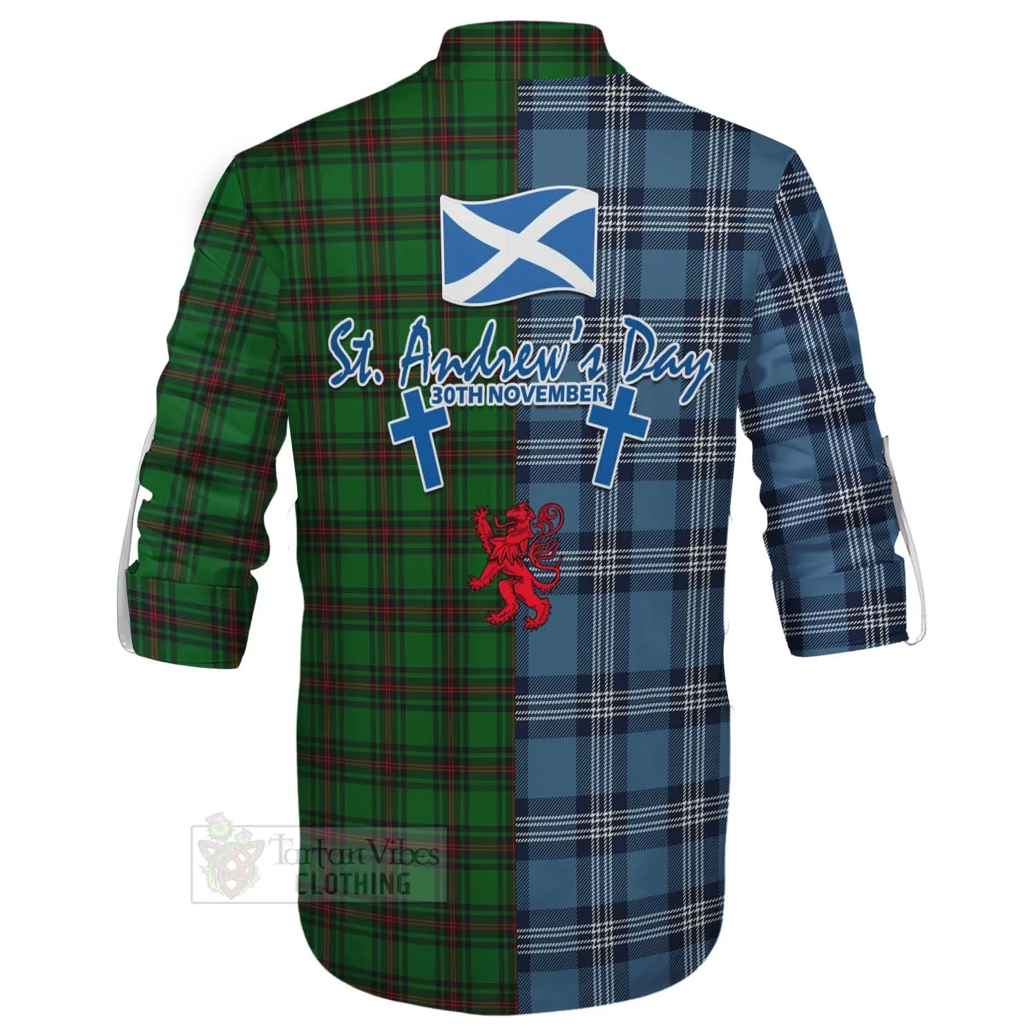 Beveridge Tartan Ghillie Kilt Shirt Happy St. Andrew's Day Half Tartan Style