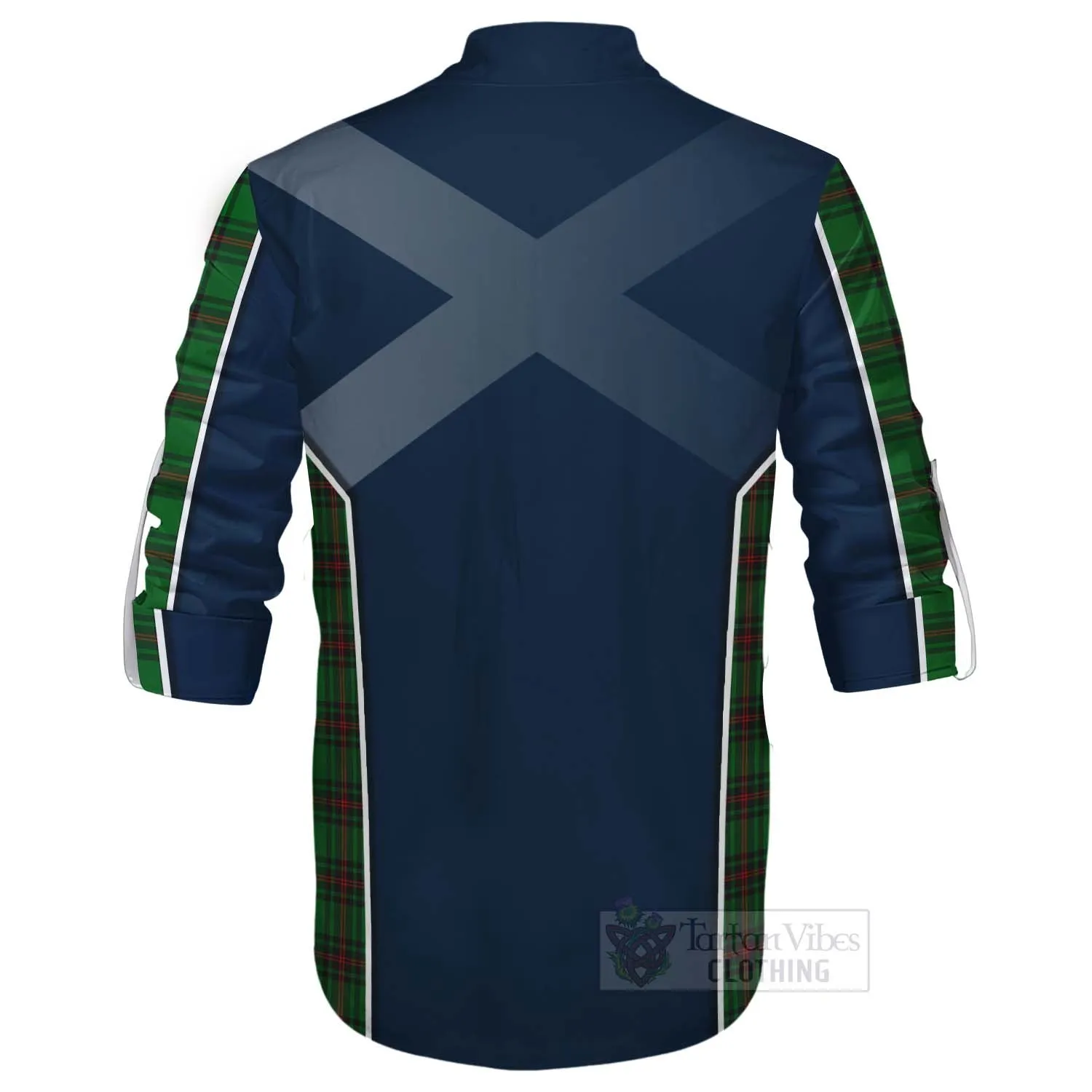 Beveridge Tartan Ghillie Kilt Shirt with Family Crest and Scottish Thistle Vibes Sport Style
