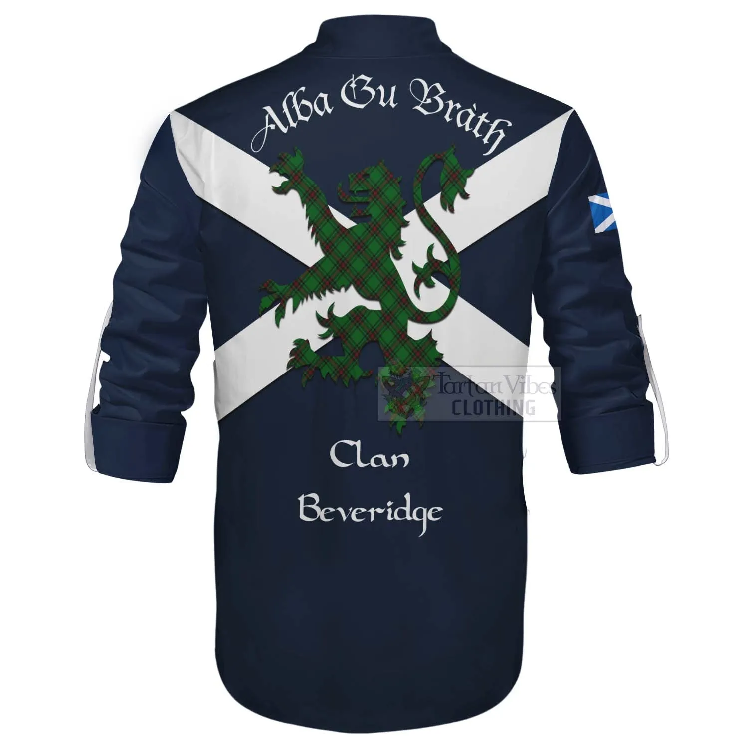 Beveridge Tartan Lion Rampant Ghillie Kilt Shirt Proudly Display Your Heritage with Alba Gu Brath and Clan Name