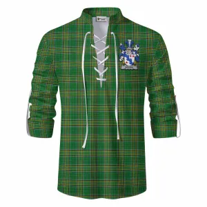 Biggar Irish Clan Tartan Ghillie Kilt Shirt with Coat of Arms