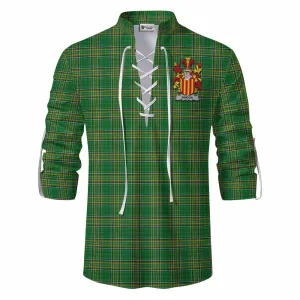 Bindon Irish Clan Tartan Ghillie Kilt Shirt with Coat of Arms