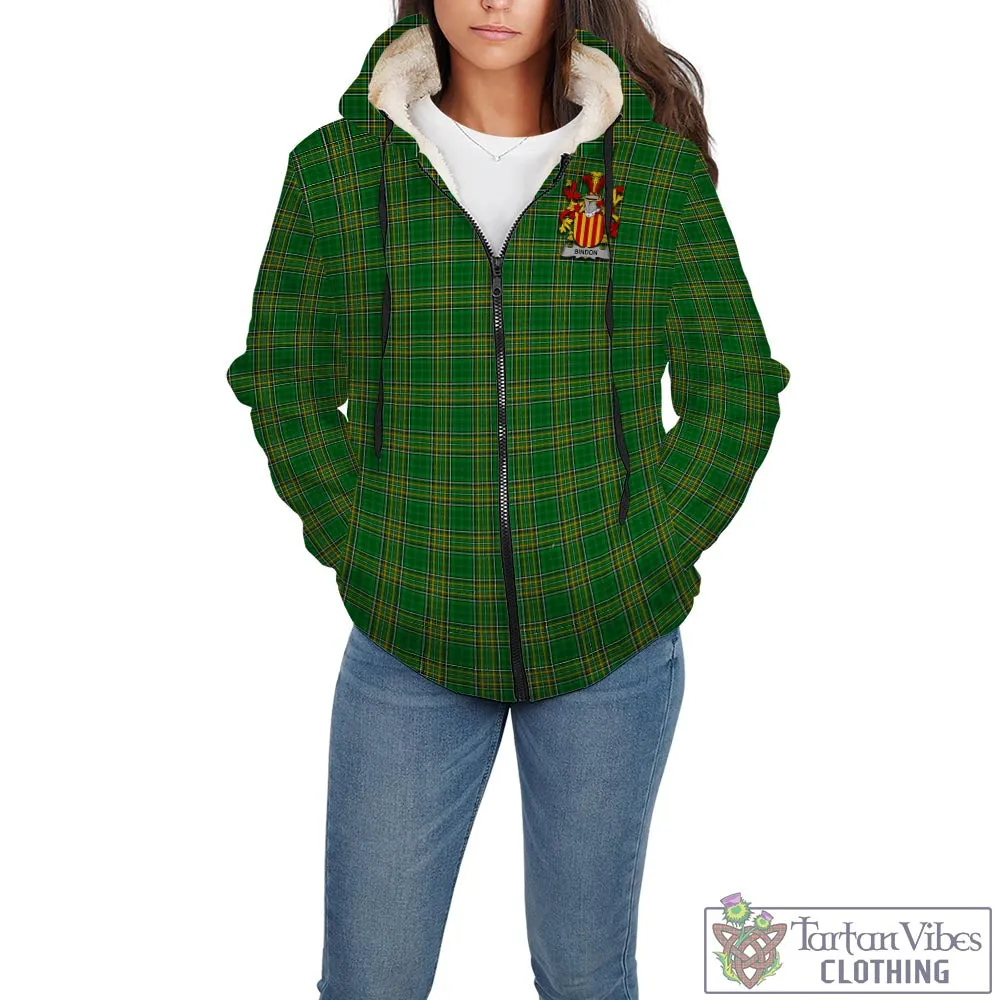 Bindon Irish Clan Tartan Sherpa Hoodie with Coat of Arms
