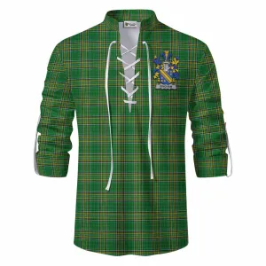 Bingham Irish Clan Tartan Ghillie Kilt Shirt with Coat of Arms