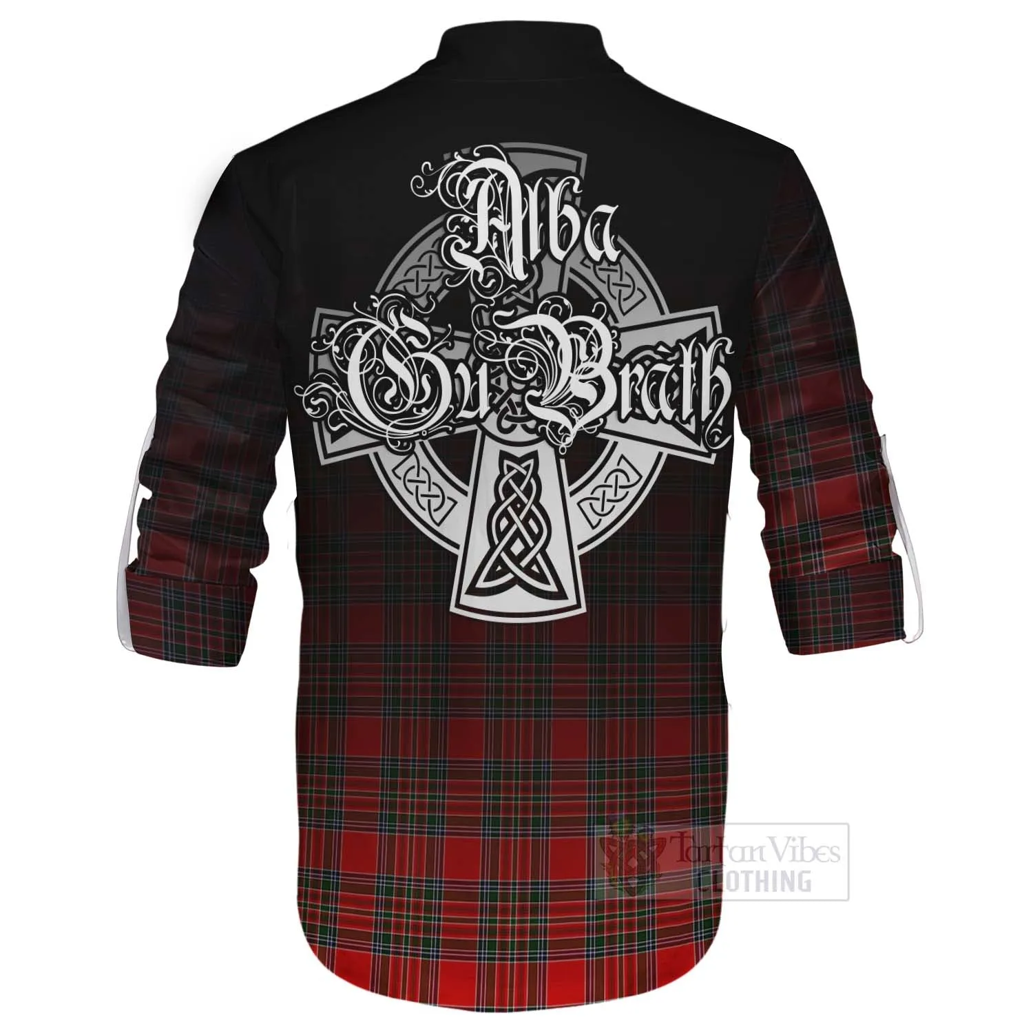 Binning Tartan Ghillie Kilt Shirt Featuring Alba Gu Brath Family Crest Celtic Inspired