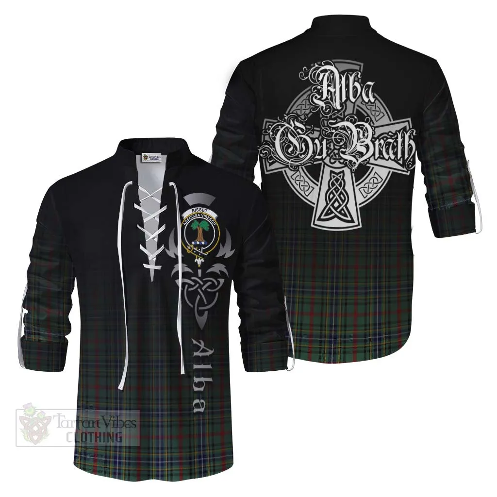 Bisset Tartan Ghillie Kilt Shirt Featuring Alba Gu Brath Family Crest Celtic Inspired